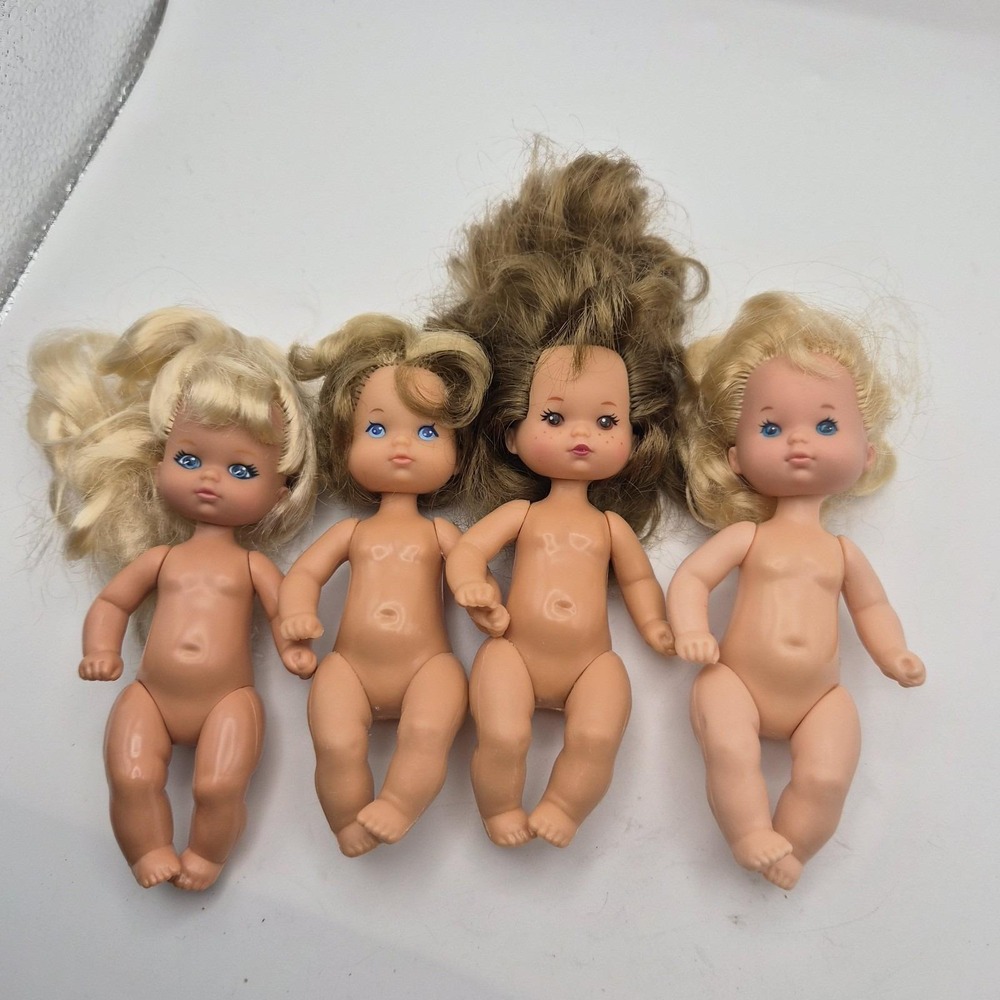 Vintage Mattel Small Doll Lot of 4 1976 Blonde Brunette Redhead Nude